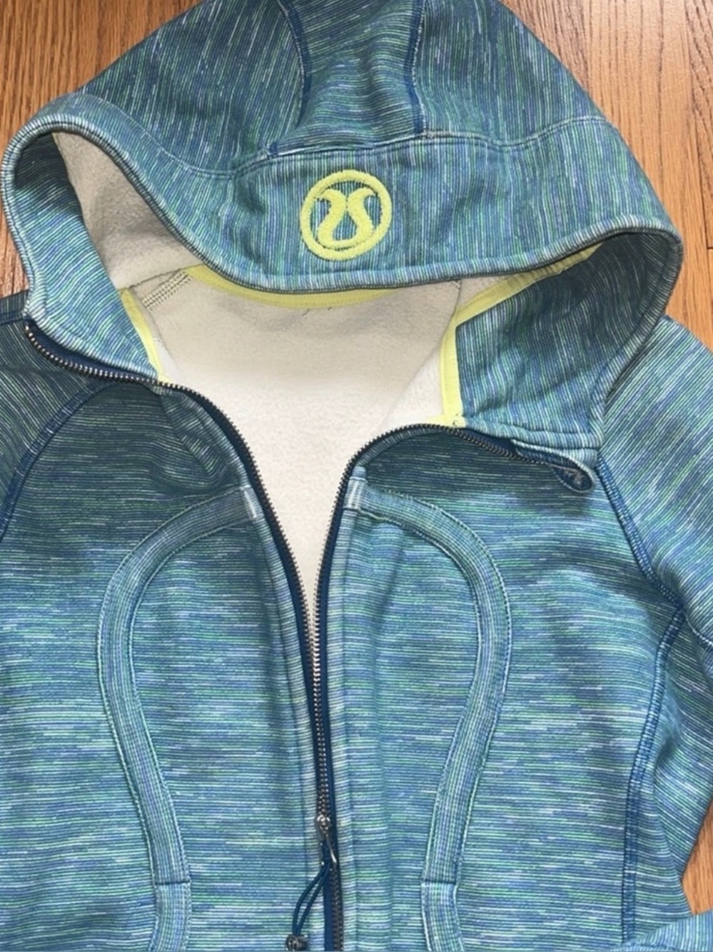 Vintage lululemon athletica Blue Teal Space-Dye Scuba Hoodie Size 6